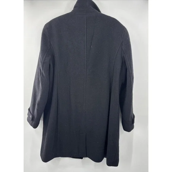 LL Bean Pea Coat Womens Plus 1X Bellandi Italian Soft Wool Insulated Black - Picture 9 of 12